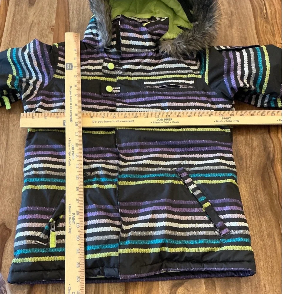 Burton Girls Mistique Snowboard Jacket Striped DryRide Insulated Size M 10/12